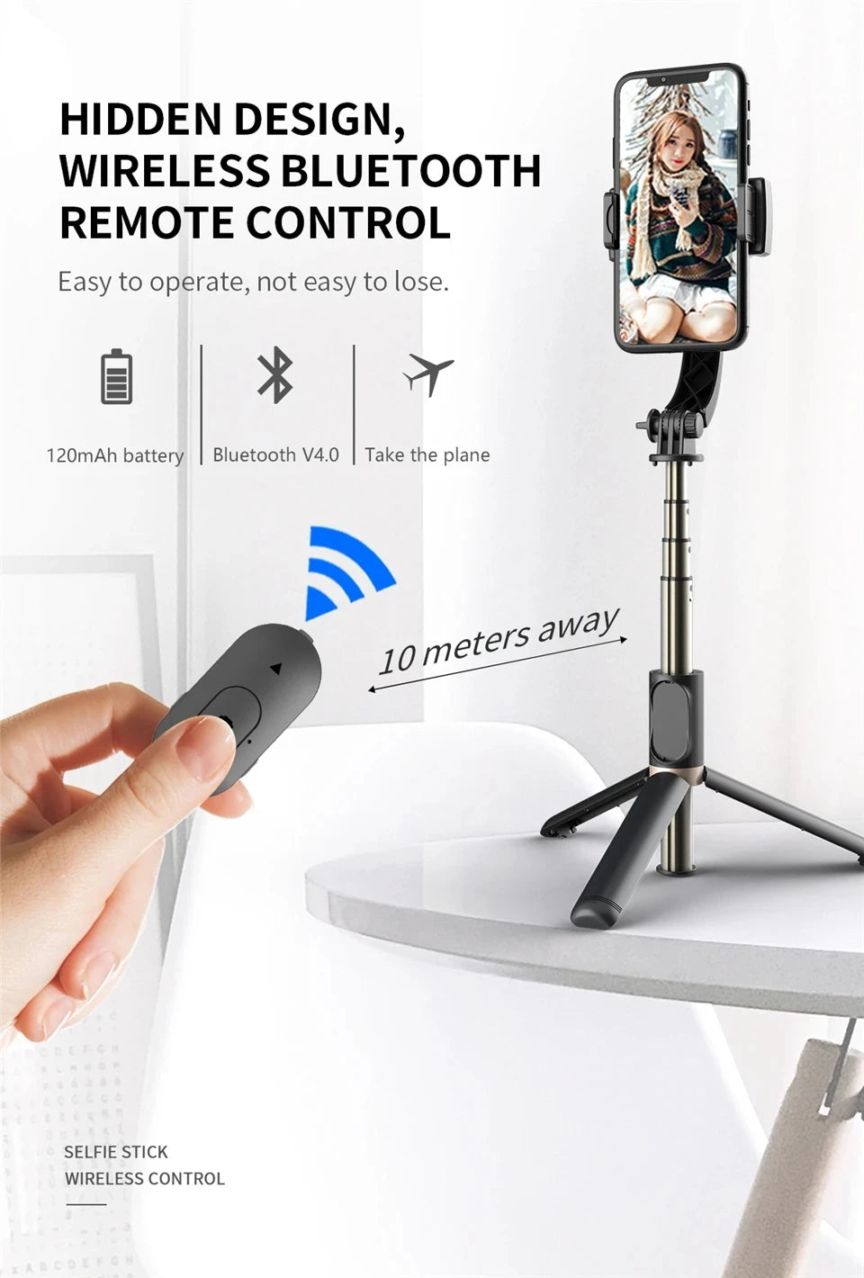 BSLIUFANG NEW mini 360 Rotation Following Shooting Mode Stabilizer Gimbal For Smartphone Live Photography Selfie Stick Tripod