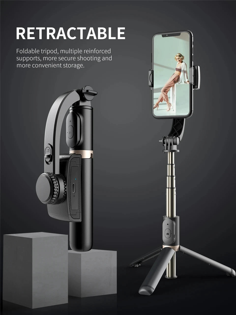 BSLIUFANG NEW mini 360 Rotation Following Shooting Mode Stabilizer Gimbal For Smartphone Live Photography Selfie Stick Tripod