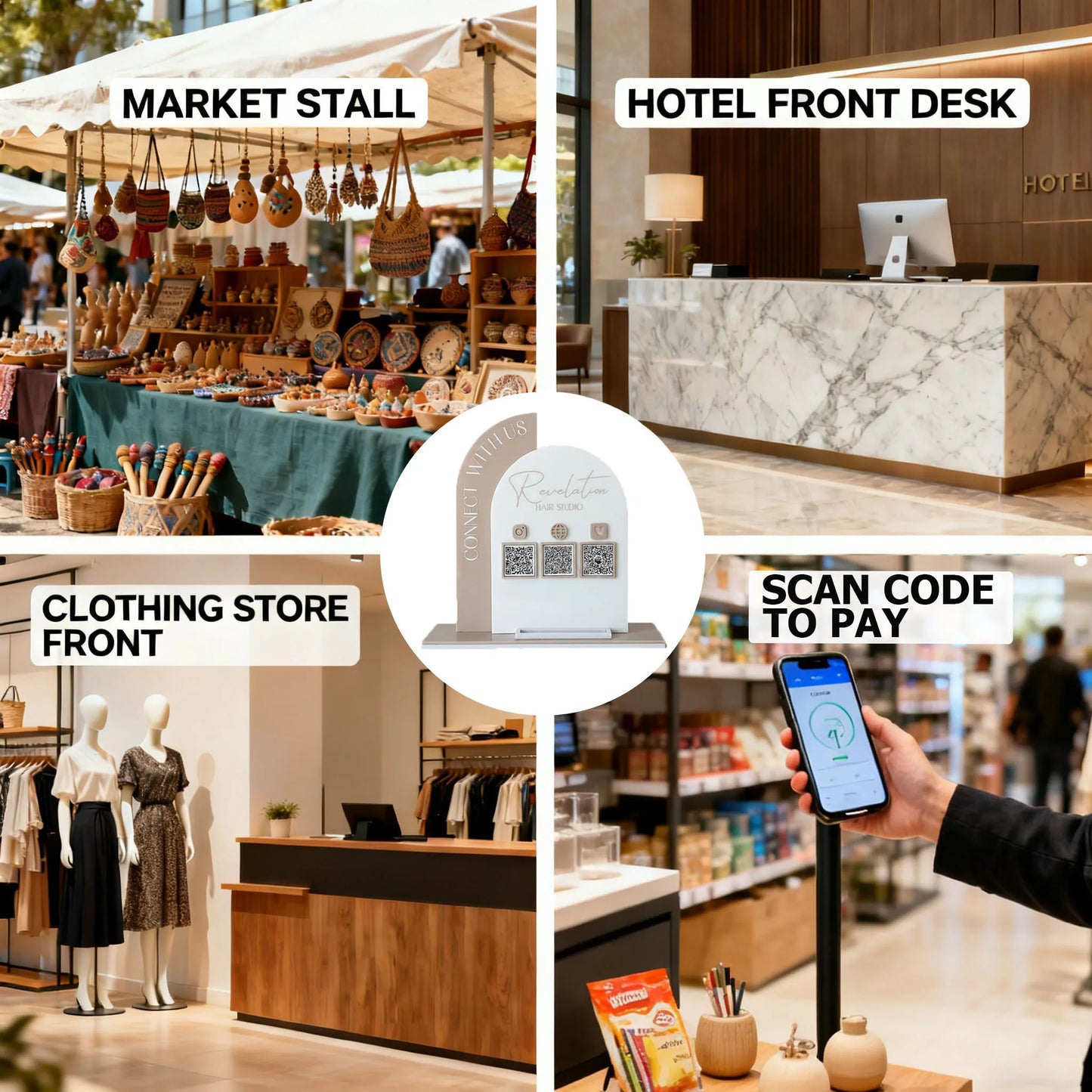 Personalized Custom Content Acrylic QR Code Desktop Stand Customizable Name For Retail Shops To Boost Social Media Followers