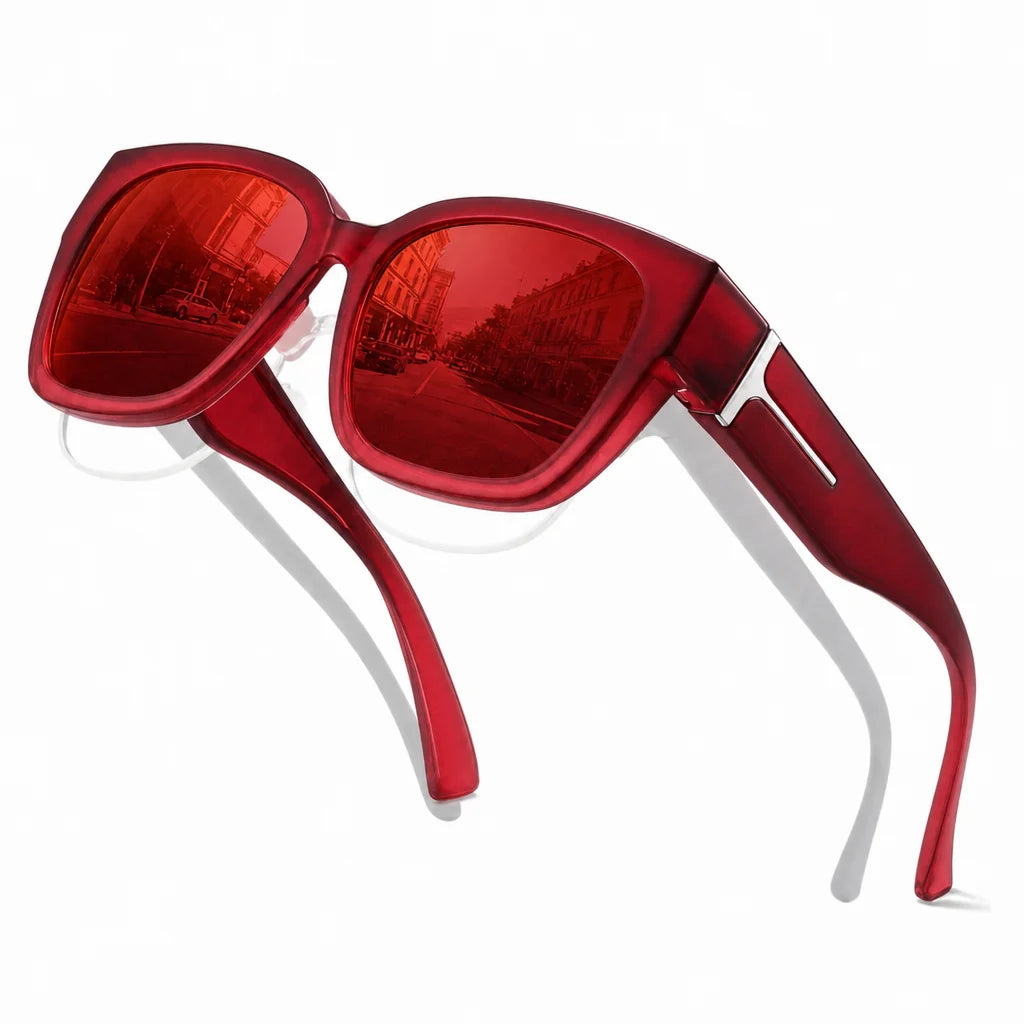 Coolear Fit Over Sunglasses Mens Womens Polarised, Wear Over Glasses Sunglasses Ladies Sun Spectacles for Driving Walking Sport UV400 Protection