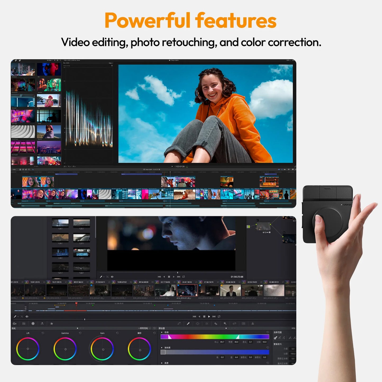 Ulanzi D100H Dial Creative Controller Video Editing Assistant for Youtube Tiktok PR PS Support Bluetooth Key Production Console