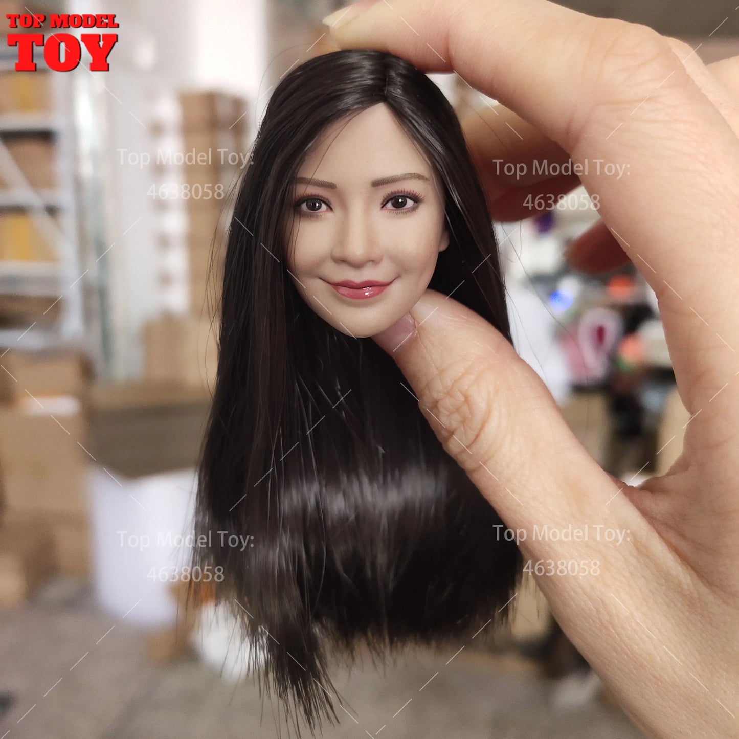 VERYCOOL FX10 1/6 Angelababy Head Sculpt Black Long Hair Head Carving Middle Bust Model Fit 12'' Female Soldier Action Figure
