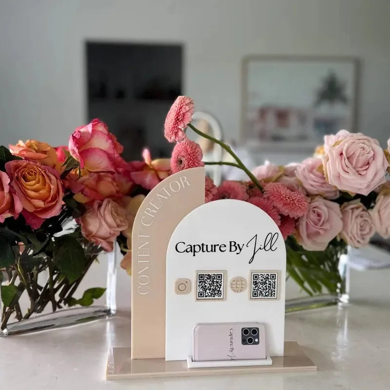 Personalized Custom Content Acrylic QR Code Desktop Stand Customizable Name For Retail Shops To Boost Social Media Followers