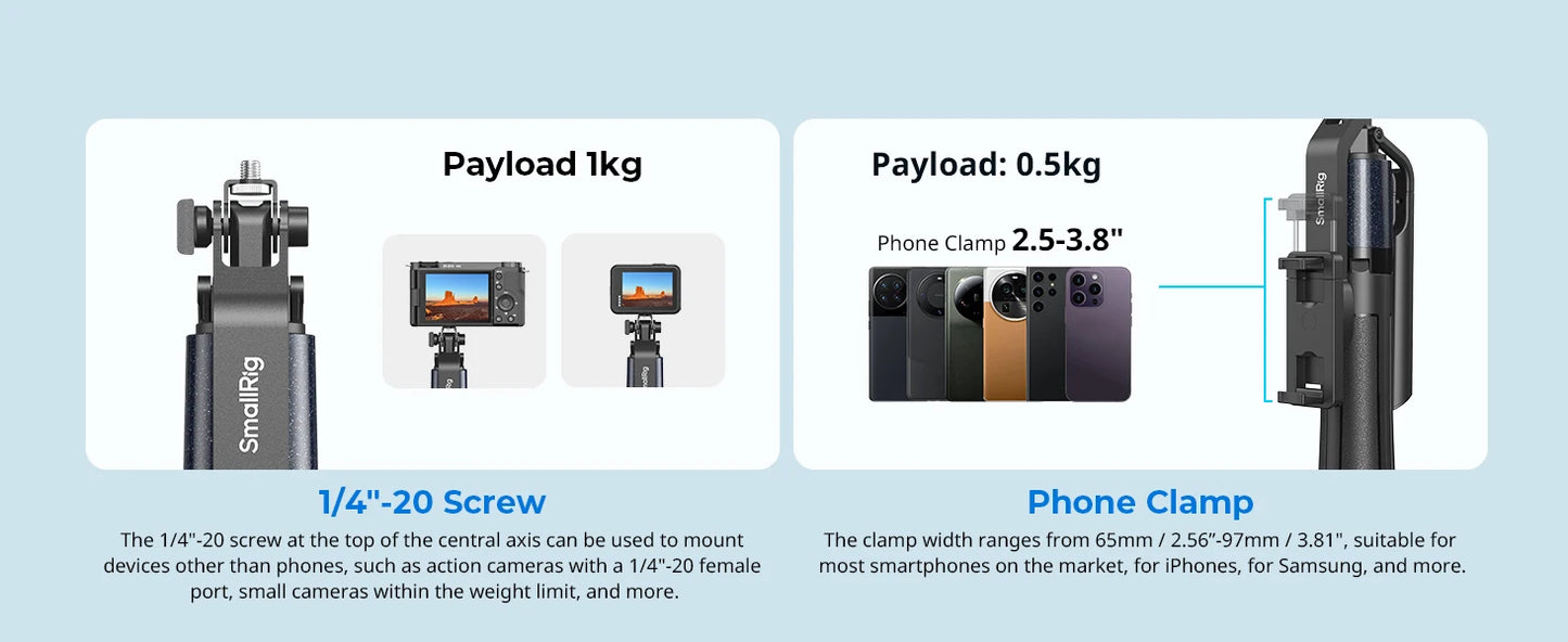 SmallRig Versatile Tripod for Videoing Live Streaming Vlogging, Lightweight Tripod for Outdoor Shooting Phone Camera Suitable