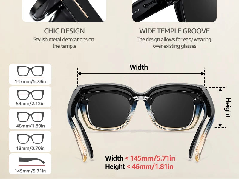 Coolear Fit Over Sunglasses Mens Womens Polarised, Wear Over Glasses Sunglasses Ladies Sun Spectacles for Driving Walking Sport UV400 Protection