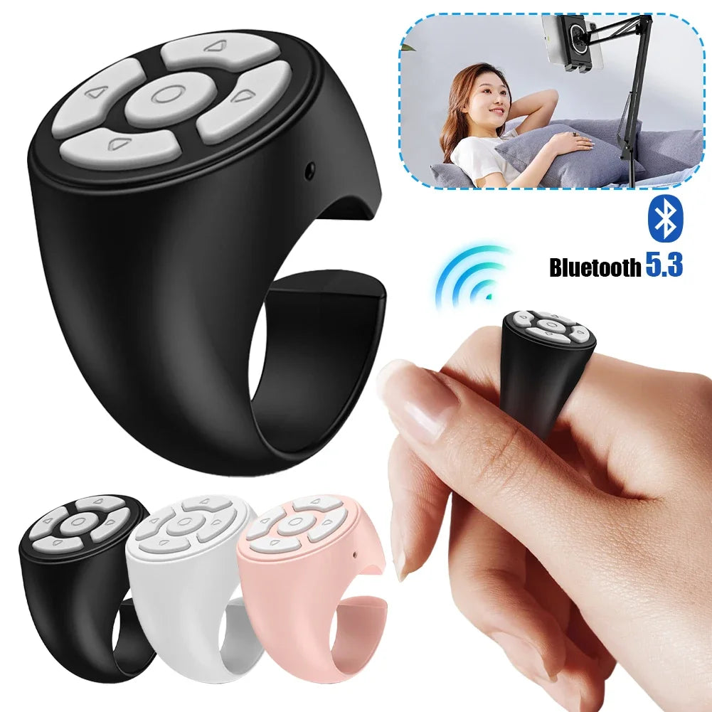 Finger Remote Control Scrolling Ring Tiktoks Remote Mobile Phone Video Remote Control Selfie Stick Camera Bluetoothcompatible
