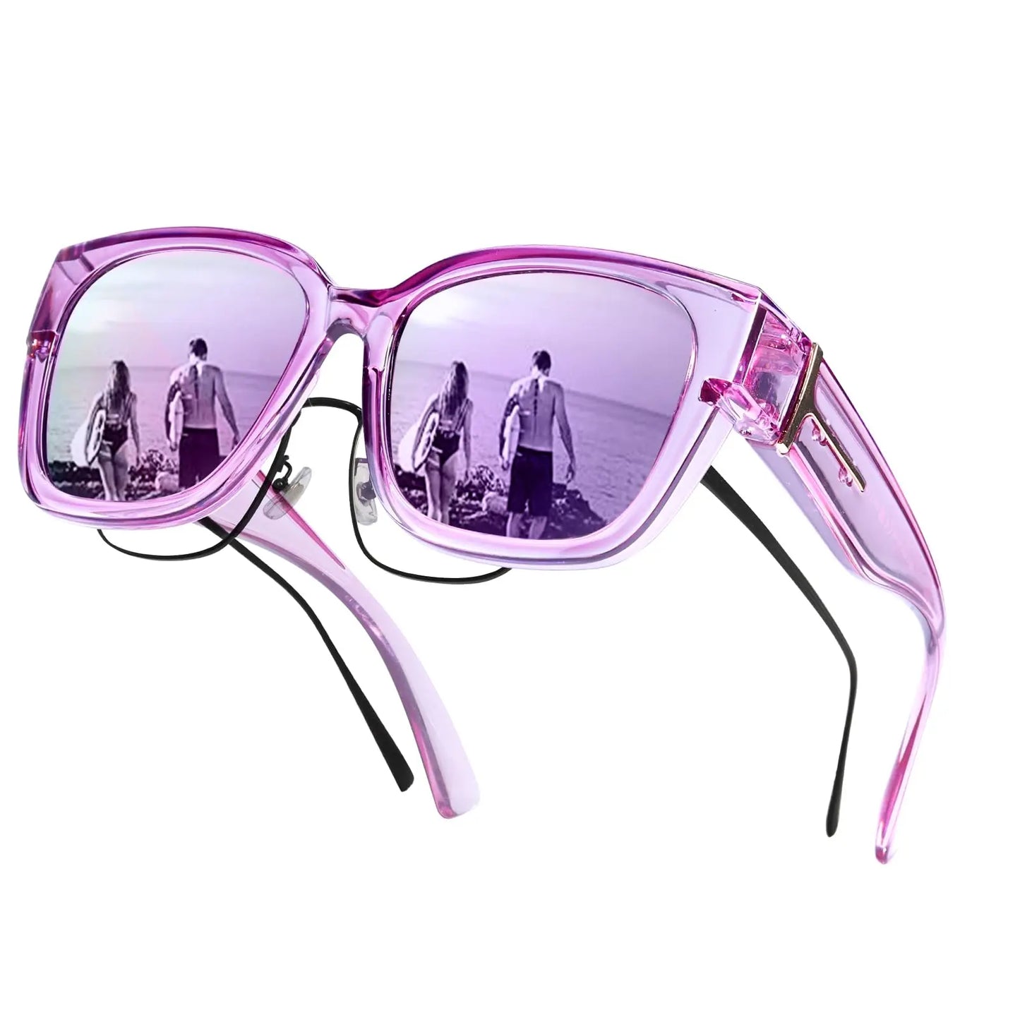 Coolear Fit Over Sunglasses Mens Womens Polarised, Wear Over Glasses Sunglasses Ladies Sun Spectacles for Driving Walking Sport UV400 Protection