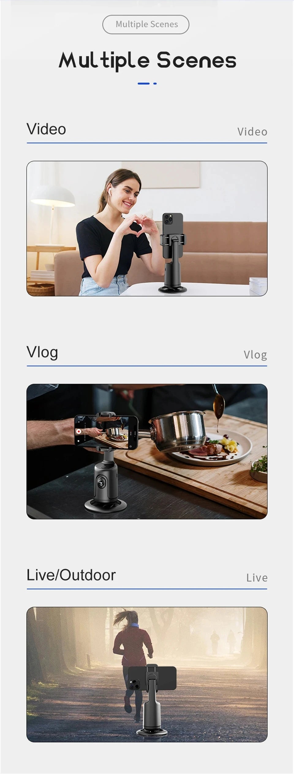COOL DIER NEW P01 360 Rotation Gimbal Stabilizer AI Following Face Tracking Desktop Gimbal PTZ For Tiktok Smartphone Live