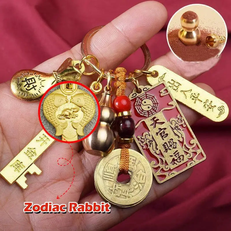 Chinese Zodiac Blessing Keychain 2026 New Year Gifts for Friends Lucky Charm for Car Keys Bags Valentine's Day Birthday Gift