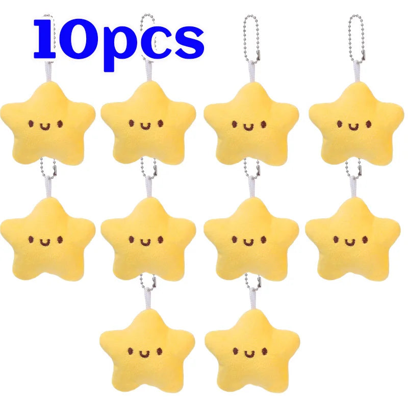Cartoon Cute Squeezing Stars Plush Toy Keychain for Women Men Fluffy Soft Bag Pendant Mini Yellow Keyring Charms Keyring Gifts