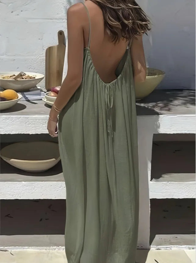 2026 New Women's Strap Dress Open-Back Loose Homewear Dress