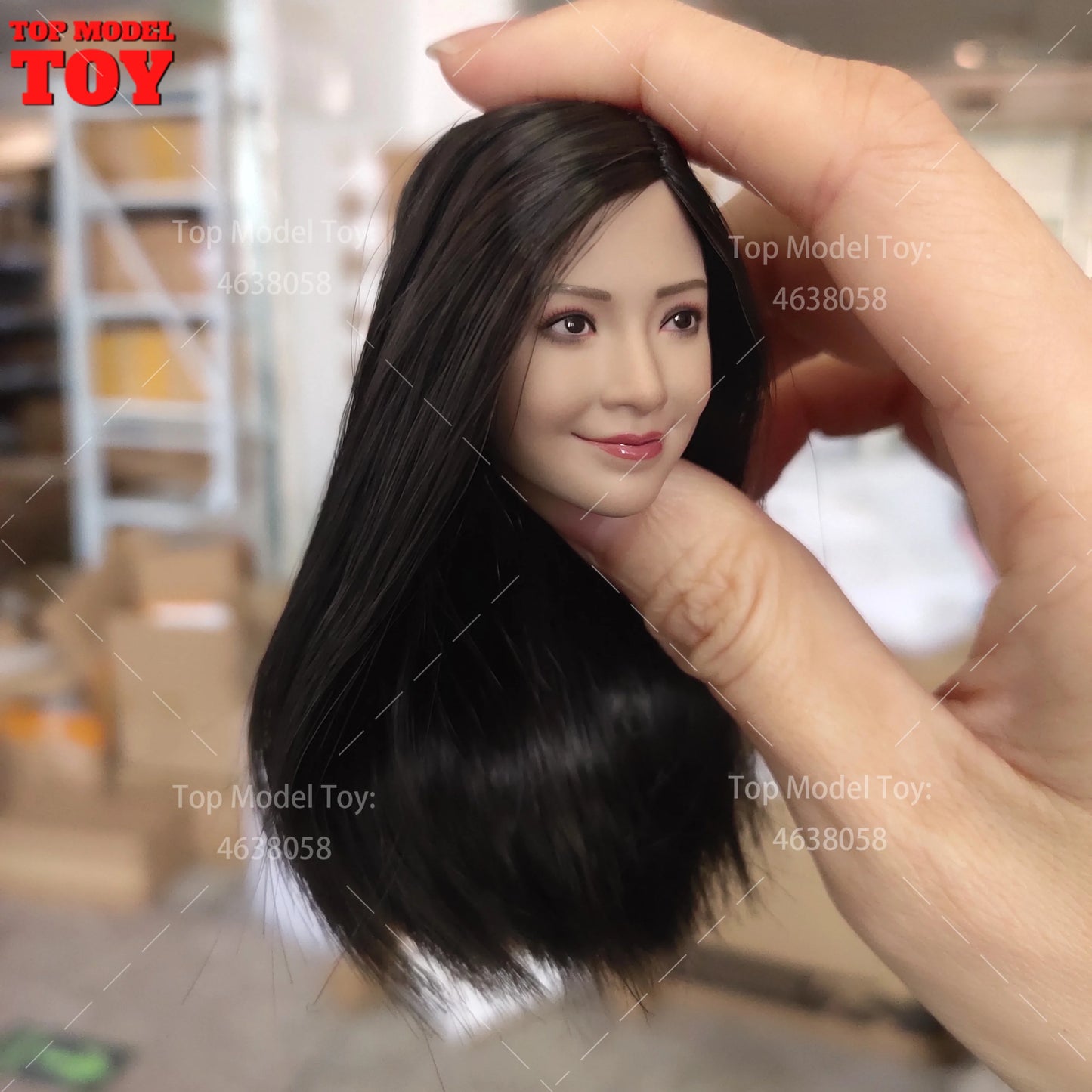 VERYCOOL FX10 1/6 Angelababy Head Sculpt Black Long Hair Head Carving Middle Bust Model Fit 12'' Female Soldier Action Figure