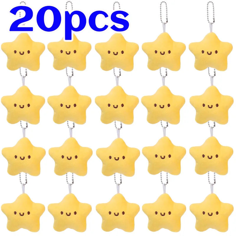 Cartoon Cute Squeezing Stars Plush Toy Keychain for Women Men Fluffy Soft Bag Pendant Mini Yellow Keyring Charms Keyring Gifts