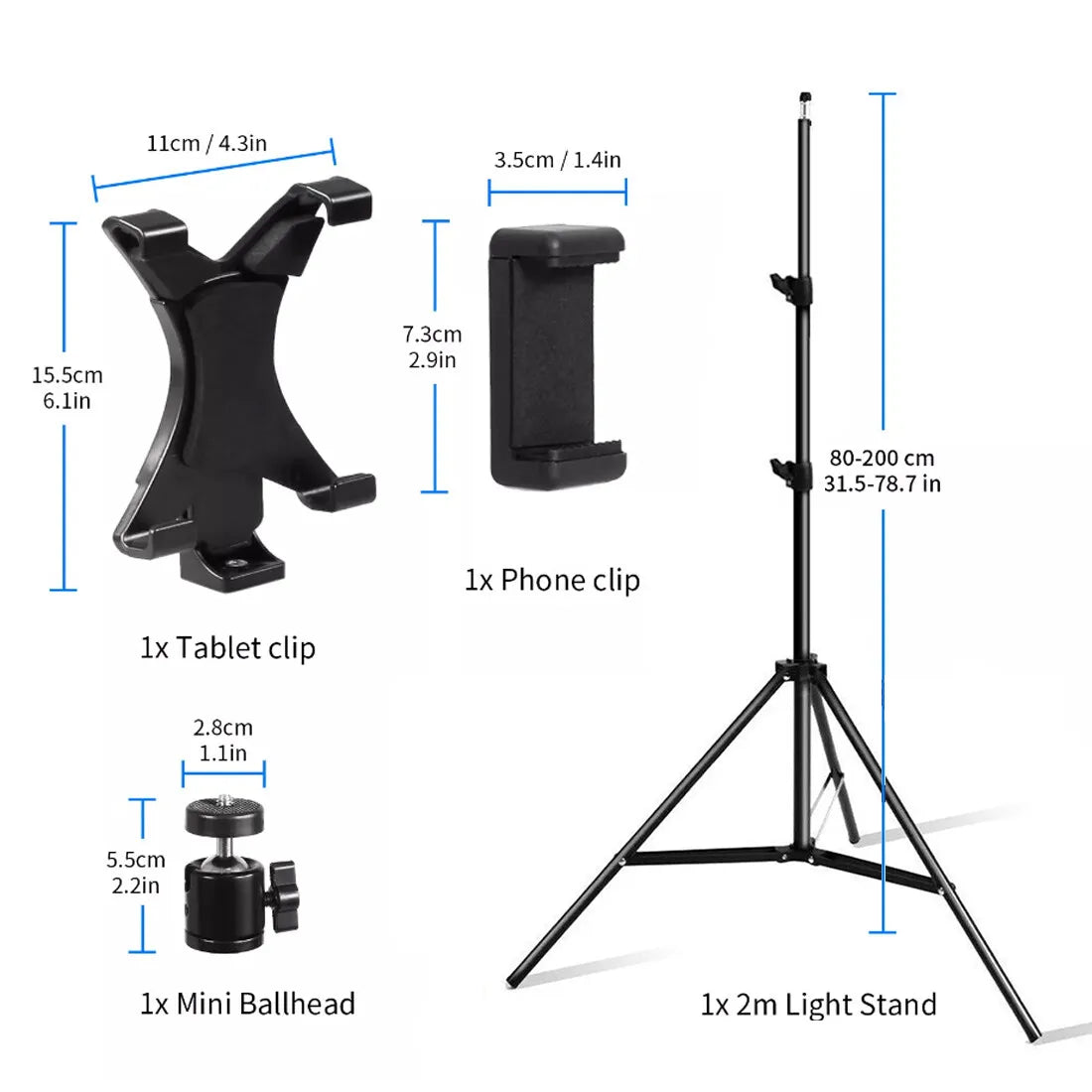 NEW 79" / 2M Adjustable Floor Tripod Stand Stable Universal Tablet Phone Holder Mount for 4-10.6" iPhone iPad Home Office Live Streaming UK