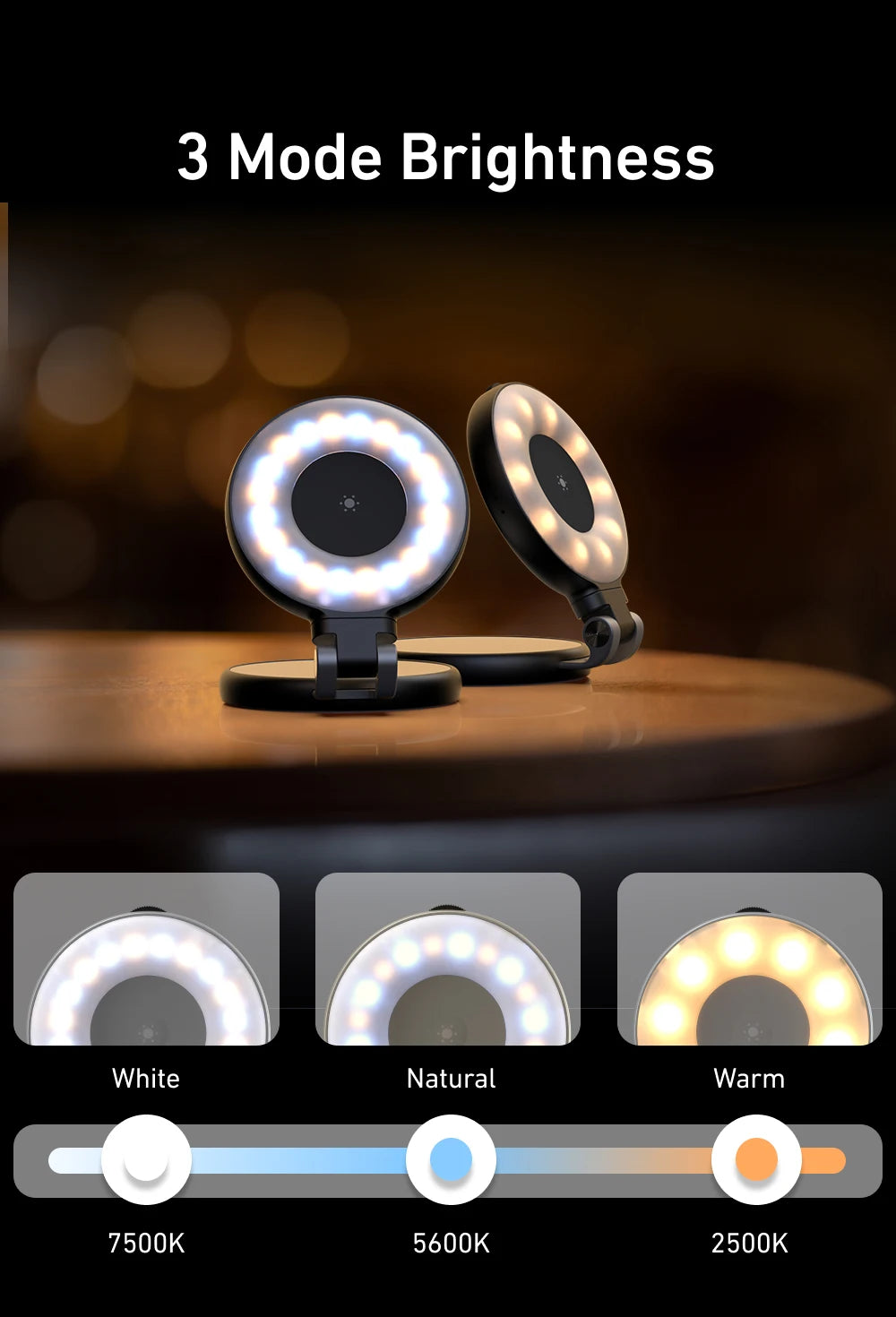 TELESIN Magnetic Fill Light Mini Selfie Light 3 Modes Adjustable Brightness with iPhone Magsafe 360° LED Selfie Ring Fill Light