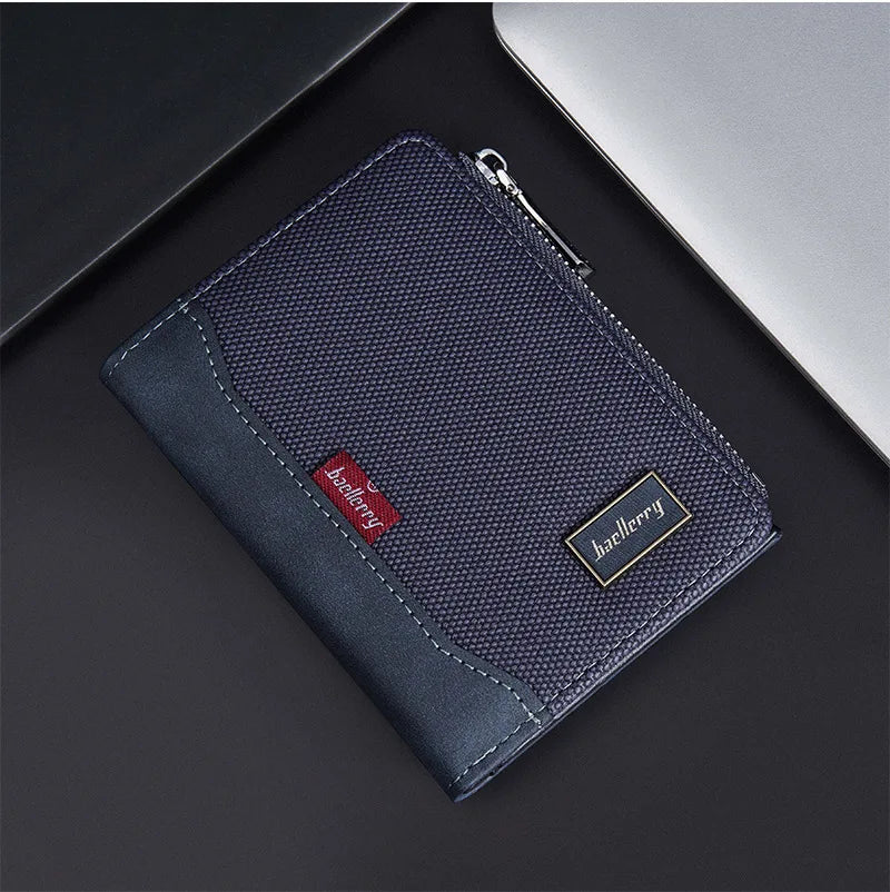 Baellerry Luxury Brand RFID Simple Men's Zipper Wallets Card Holder Male Wallet Photo Holder Coin Pocket Purses for Men