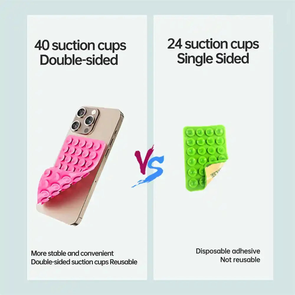 Silicone Suction Cup Phone Mount Double-Sided, Sticky Grip Suction Case Mount, Hands-Free Accessories for Tiktok Videos & Selfie