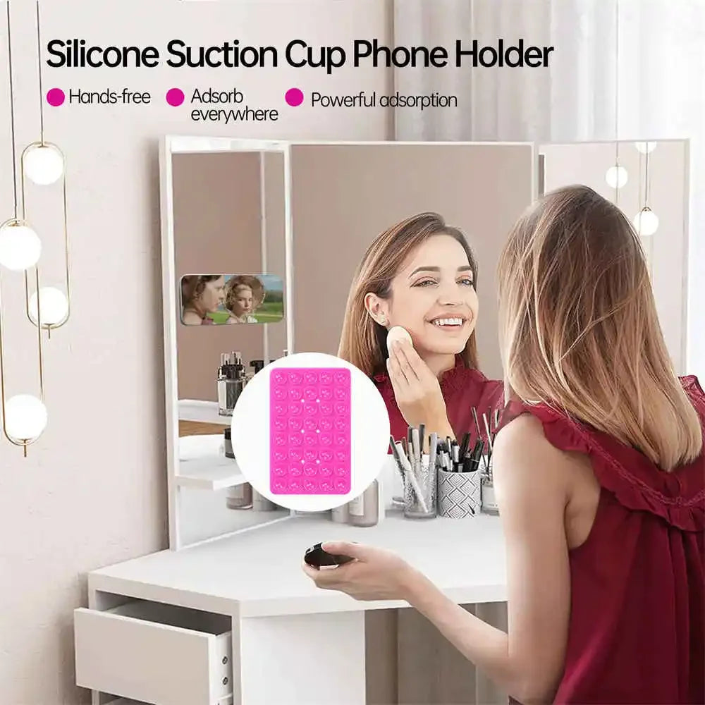 Silicone Suction Cup Phone Mount Double-Sided, Sticky Grip Suction Case Mount, Hands-Free Accessories for Tiktok Videos & Selfie