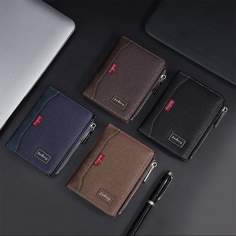 Baellerry Luxury Brand RFID Simple Men's Zipper Wallets Card Holder Male Wallet Photo Holder Coin Pocket Purses for Men