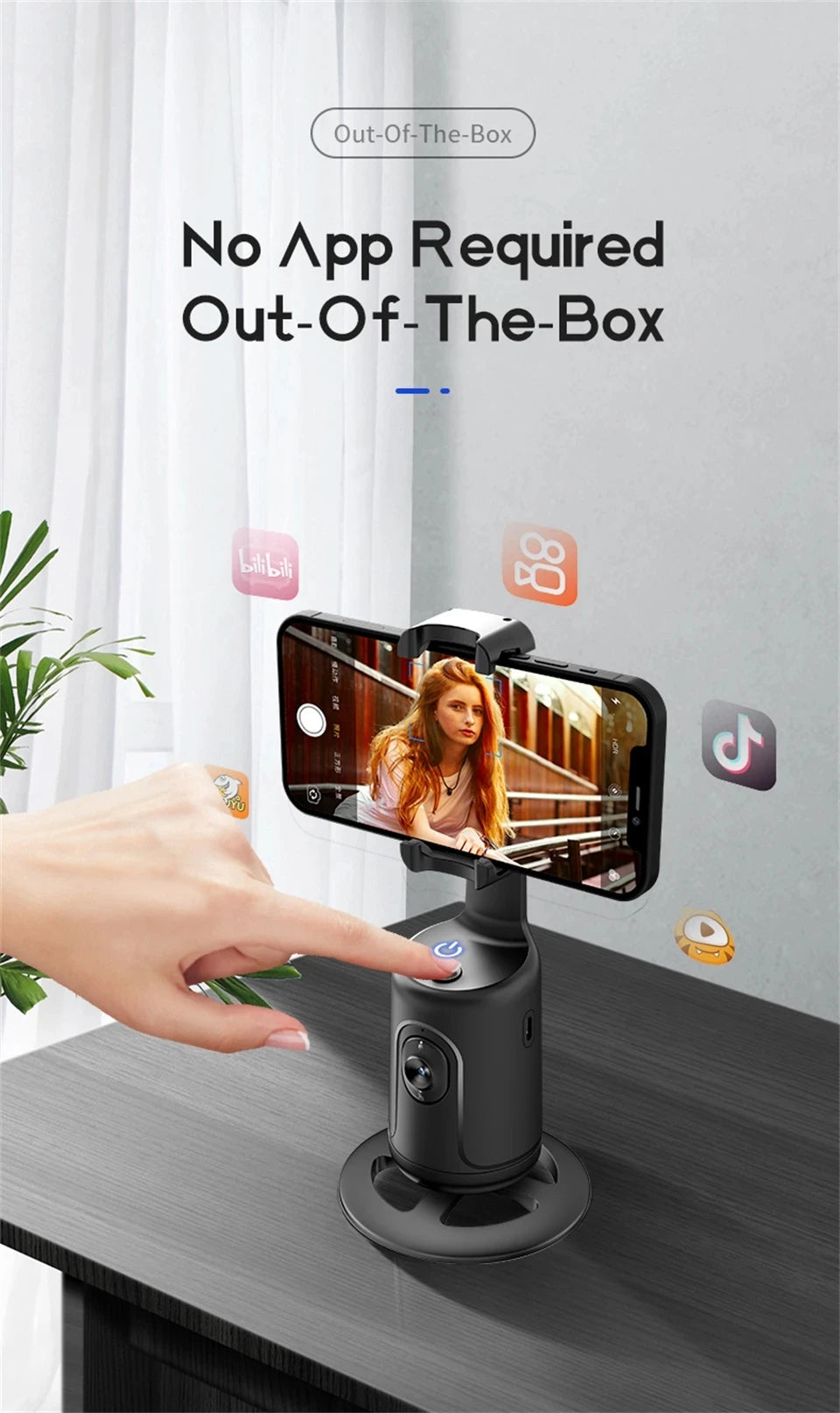 COOL DIER NEW P01 360 Rotation Gimbal Stabilizer AI Following Face Tracking Desktop Gimbal PTZ For Tiktok Smartphone Live