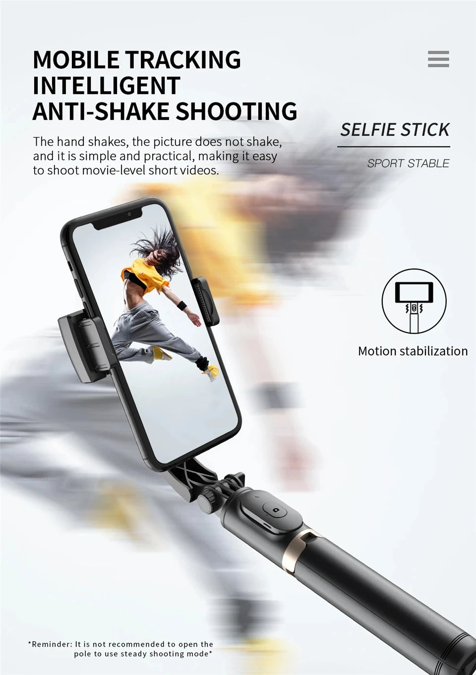 BSLIUFANG NEW mini 360 Rotation Following Shooting Mode Stabilizer Gimbal For Smartphone Live Photography Selfie Stick Tripod