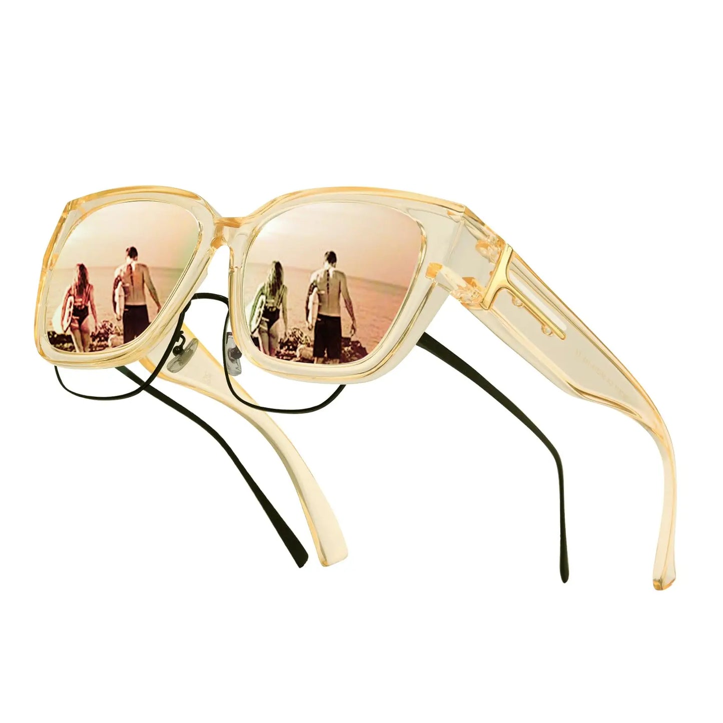 Coolear Fit Over Sunglasses Mens Womens Polarised, Wear Over Glasses Sunglasses Ladies Sun Spectacles for Driving Walking Sport UV400 Protection