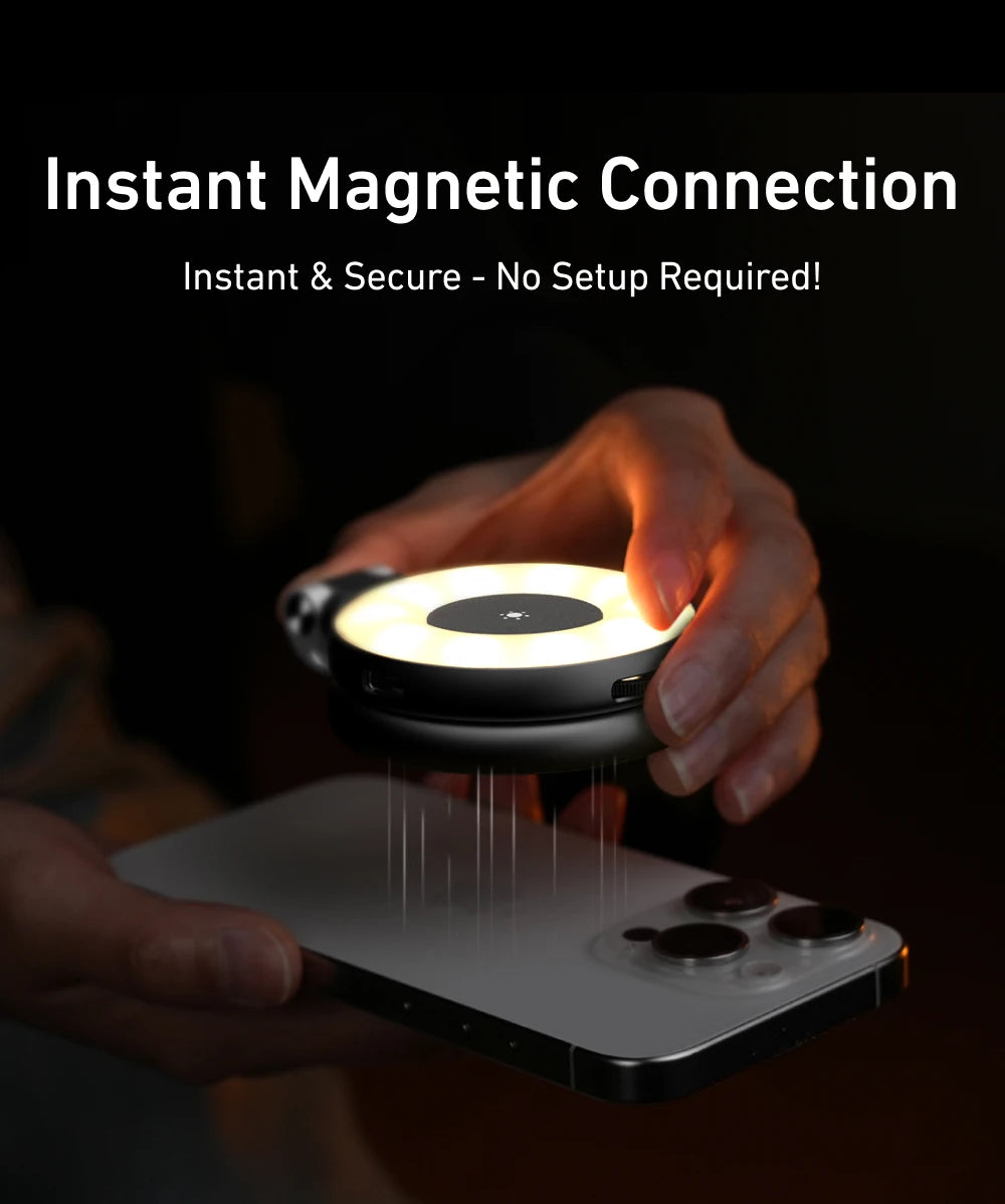 TELESIN Magnetic Fill Light Mini Selfie Light 3 Modes Adjustable Brightness with iPhone Magsafe 360° LED Selfie Ring Fill Light