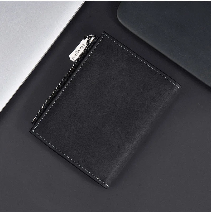 Baellerry Luxury Brand RFID Simple Men's Zipper Wallets Card Holder Male Wallet Photo Holder Coin Pocket Purses for Men