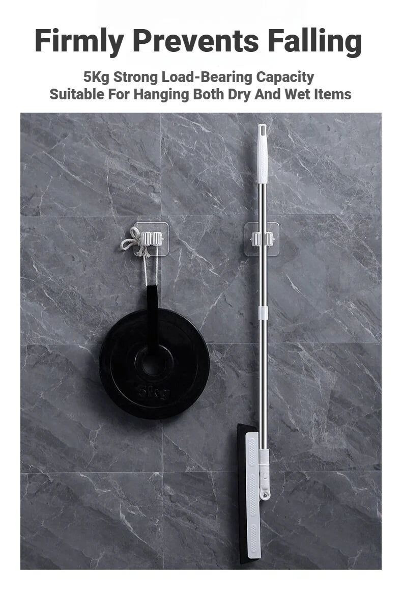 Self-Adhesive Mop Holder – Wall-Mounted Storage Rack