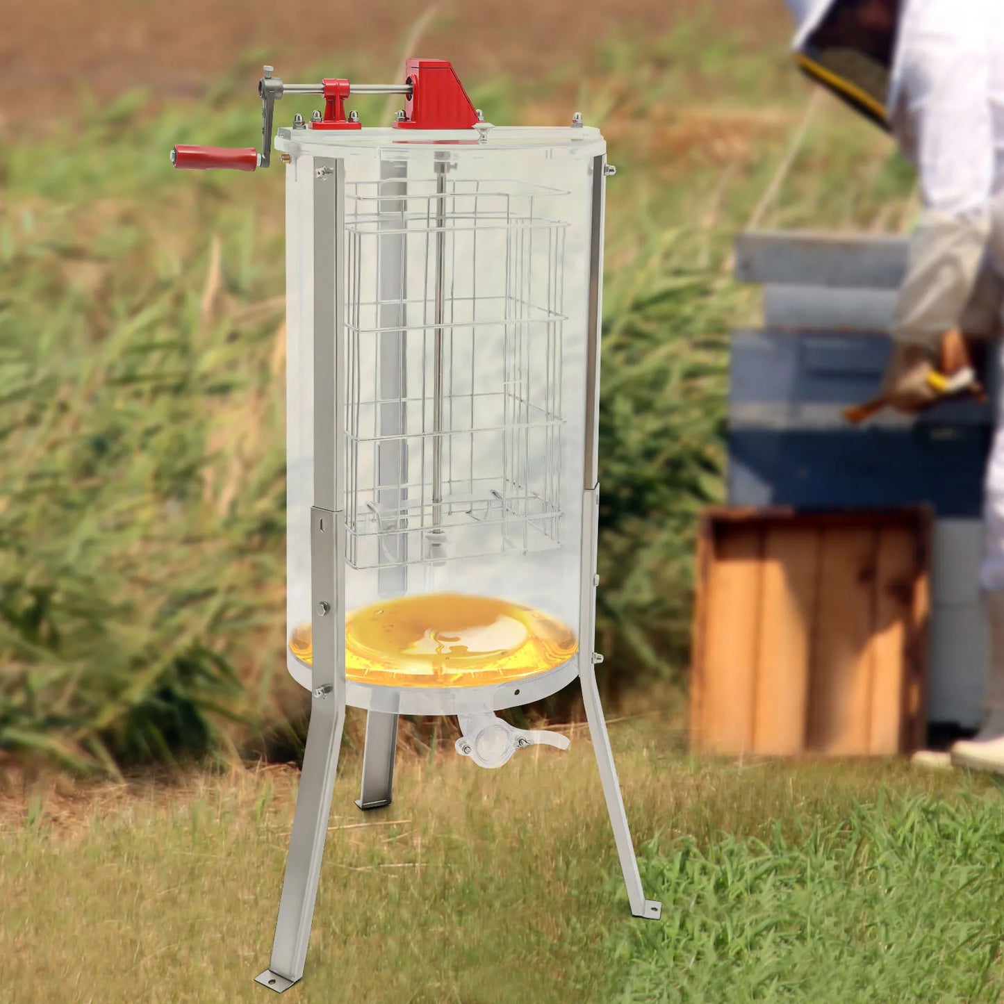 2 Frame Honey Extractor Manual Transparent Acrylic Beekeeping Equipment Honey Spinner Crank Centrifuge Beekeeper Apiary Tool