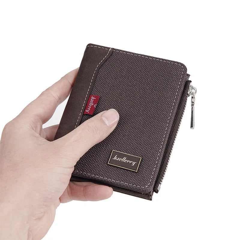 Baellerry Luxury Brand RFID Simple Men's Zipper Wallets Card Holder Male Wallet Photo Holder Coin Pocket Purses for Men