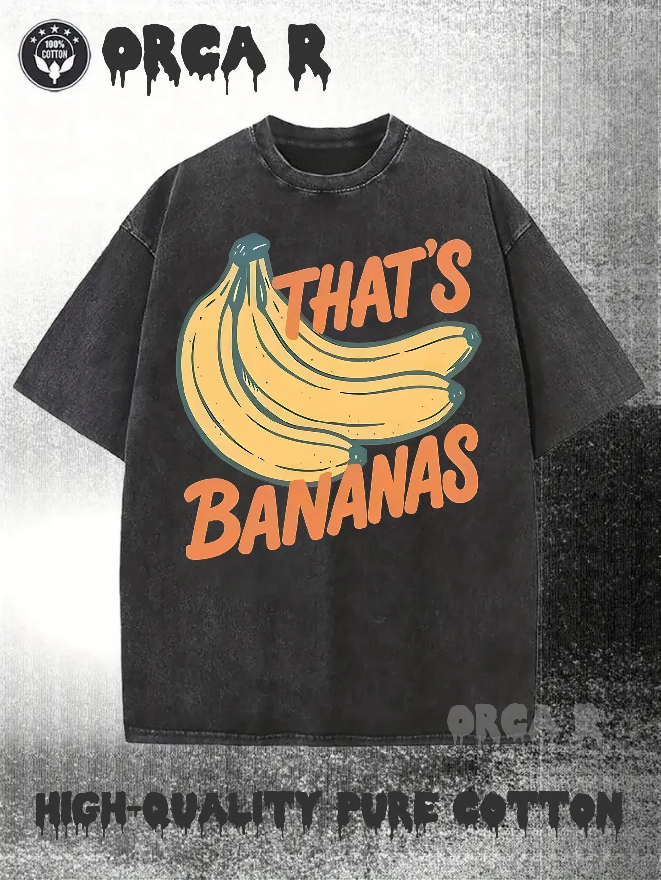 Men's Vintage Banana "That's Bananas" Funny T-Shirt - 100% Cotton Loose Fit Distressed Tee with Retro Fruit Design, Casual Humor Gift for Year-Round Wear