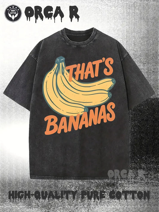 Men's Vintage Banana "That's Bananas" Funny T-Shirt - 100% Cotton Loose Fit Distressed Tee with Retro Fruit Design, Casual Humor Gift for Year-Round Wear