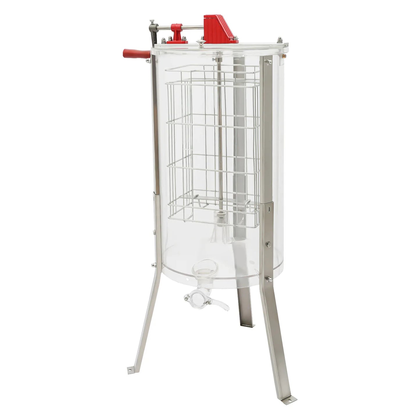 2 Frame Manual Honey Extractor, Acrylic Clear Transparent Beekeeping Tool with Enclosed Gears, Semi-Suspended Basket, Wide Honey Valve, Stable Stand, Easy Clean for Home & Small Farm Use