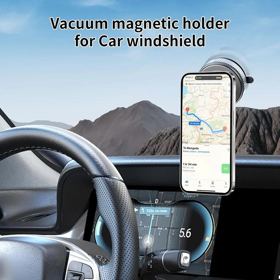 Foldable Vacuum Magnetic Car Phone Holder 360° Rotation Stable Universal Mount Strong Suction Cup