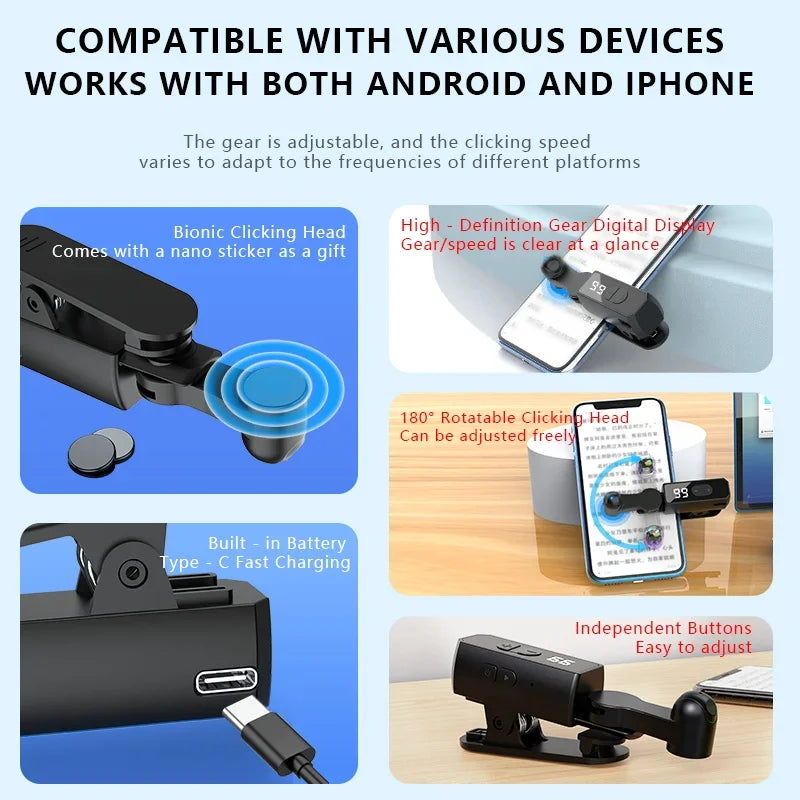 2026Auto Screen Clicker Device for Smartphone, Adjustable Touch Tapper Tool for Games, Apps, Live Streaming and Repeated Tapping