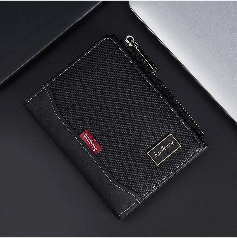 Baellerry Luxury Brand RFID Simple Men's Zipper Wallets Card Holder Male Wallet Photo Holder Coin Pocket Purses for Men