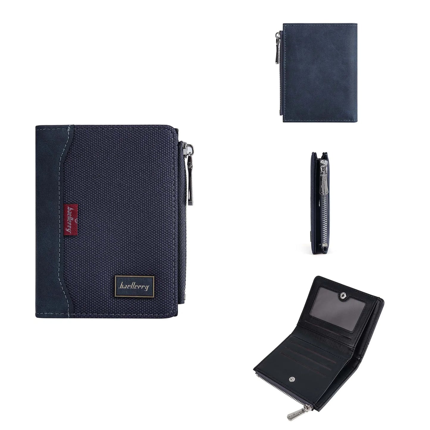 Baellerry Luxury Brand RFID Simple Men's Zipper Wallets Card Holder Male Wallet Photo Holder Coin Pocket Purses for Men