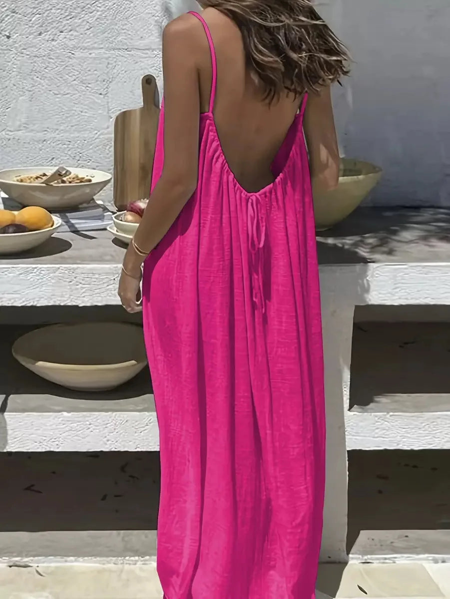 2026 New Women's Strap Dress Open-Back Loose Homewear Dress