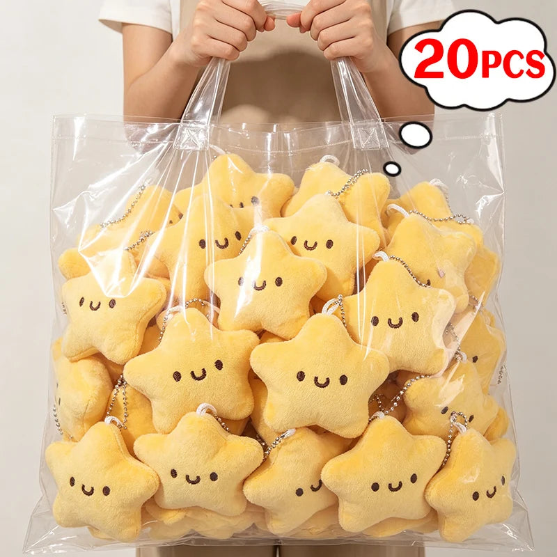 Mini Cartoon Yellow Squeezing Cute Stars Plush Toy Key Chain Fluffy Soft Cute Bag Pendant Keyring Charms Keychains Girl Gifts