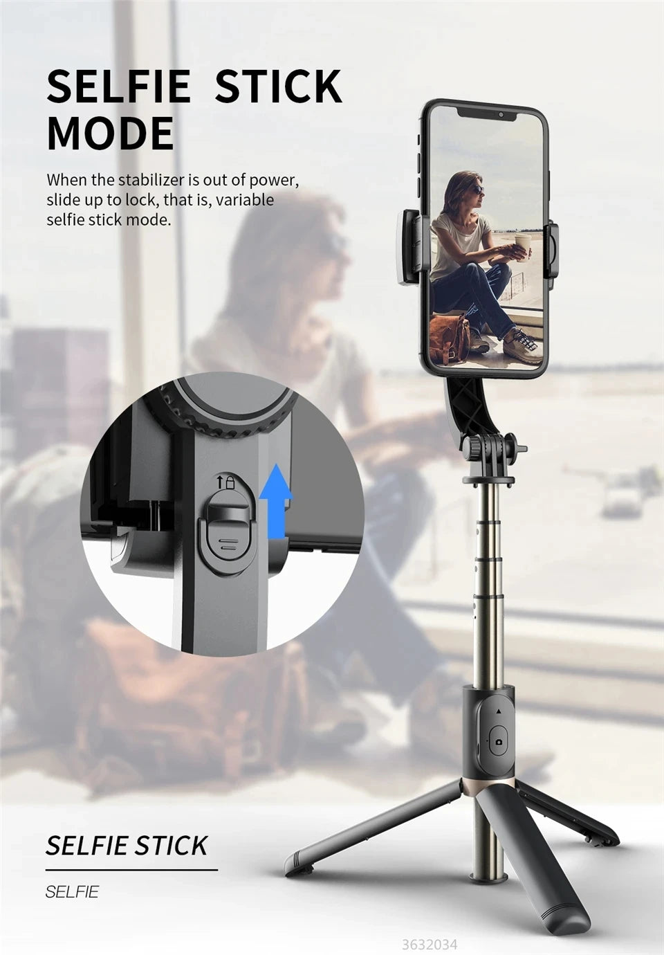 BSLIUFANG NEW mini 360 Rotation Following Shooting Mode Stabilizer Gimbal For Smartphone Live Photography Selfie Stick Tripod