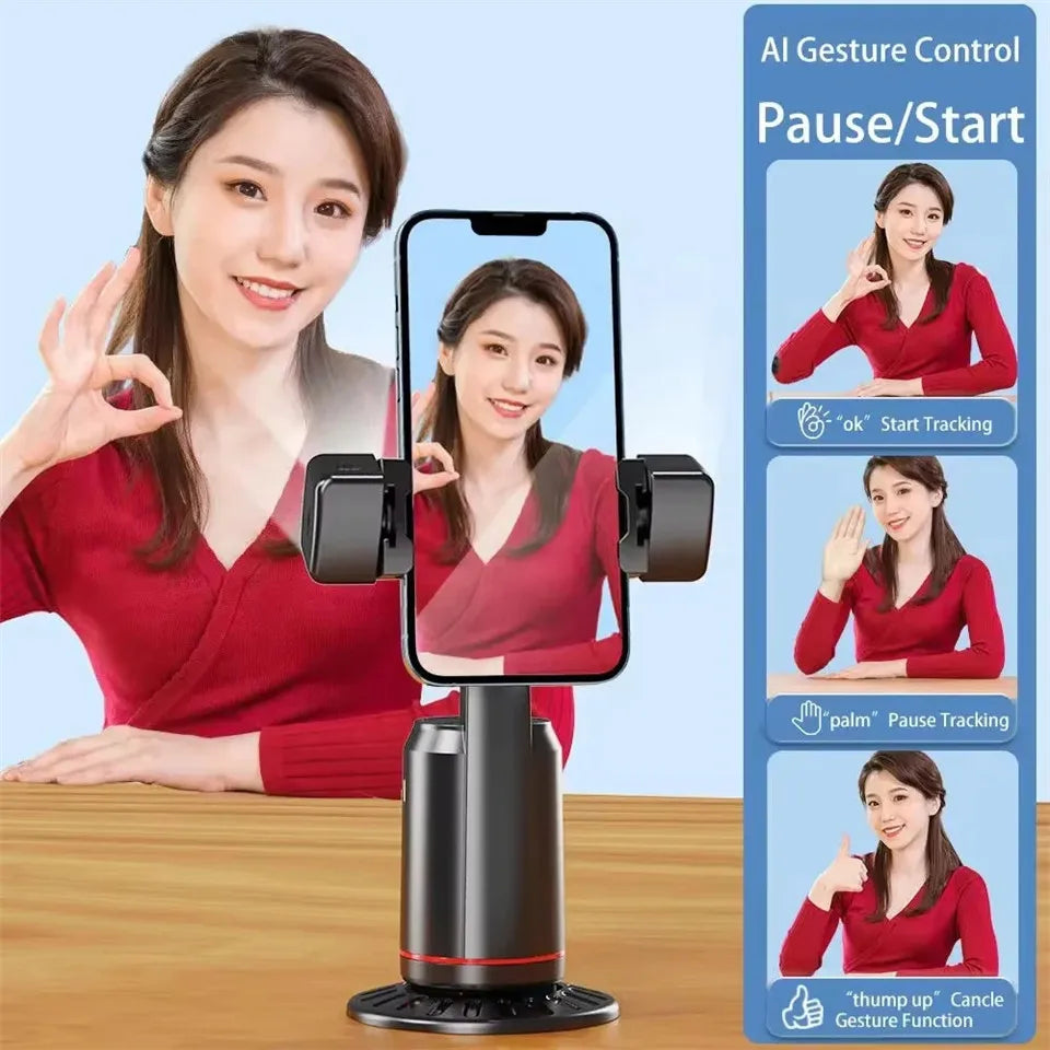 FANGTUOSI 360 Rotation Follow-up Gimbal Stabilizer Monopod Desktop Tracking Gimbal with Remote for Phone Tiktok Live Photography