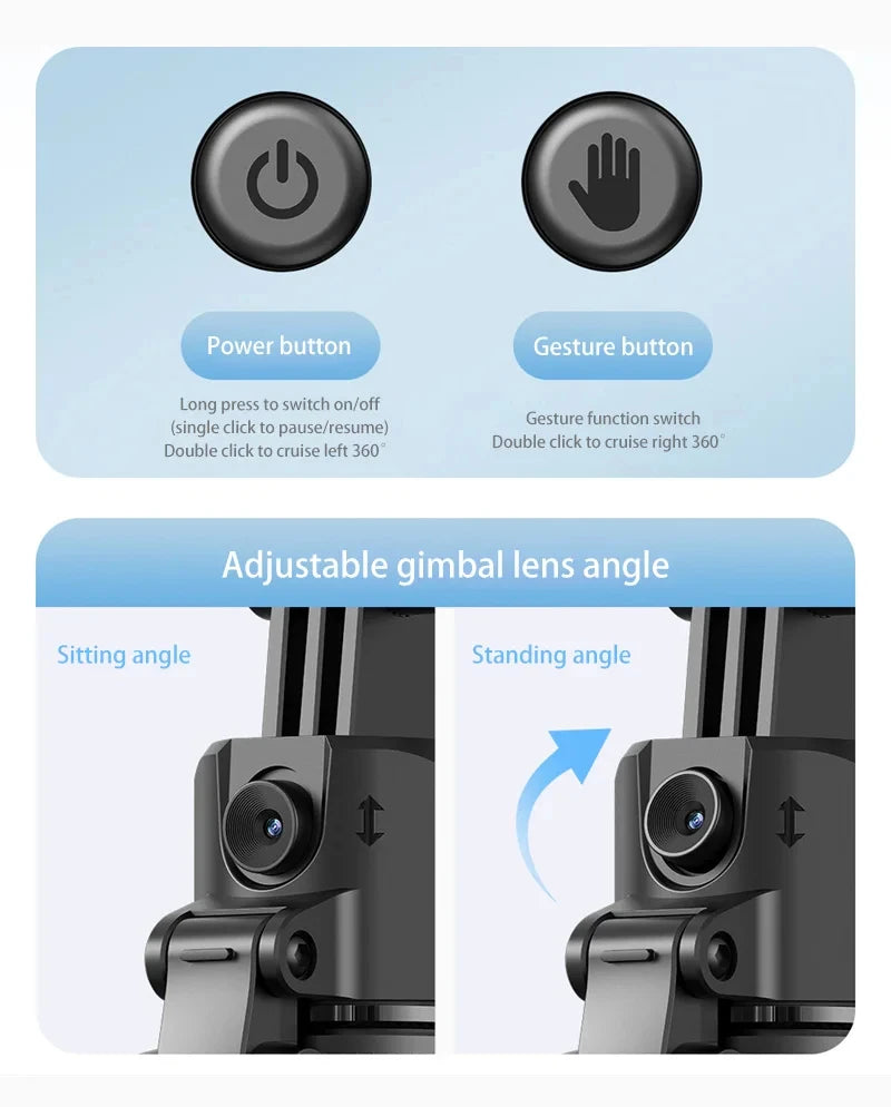 C17 Selfie Stick Intelligent Ai Mobile Follow-Up Anti Shake Retractable Pan Tilt Automatic Camera Tool Phone Holder