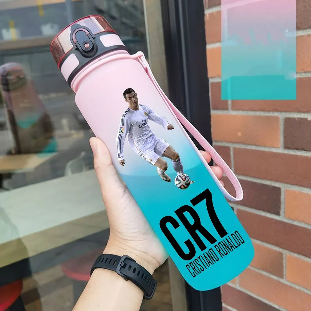 Cristiano Ronaldo Sports Water Bottle Leak Proof Colorful Plastic Cup Drinking Outdoor Travel Portable Gym Fitness Jugs gift