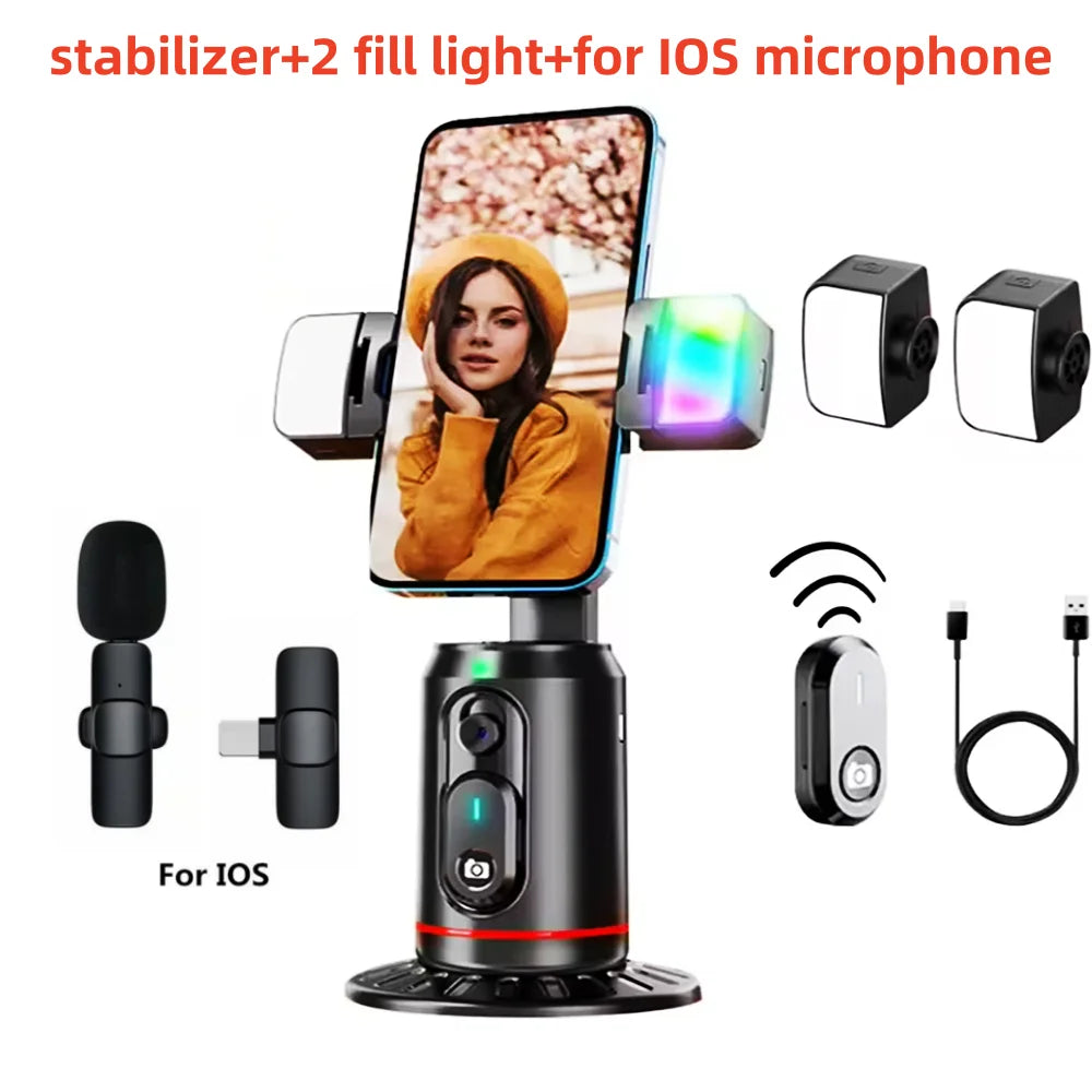 New Q02 360 Rotation Follow-up Gimbal Stabilizer Monopod Desktop Tracking Gimbal with Remote for Phone Tiktok Live Photography
