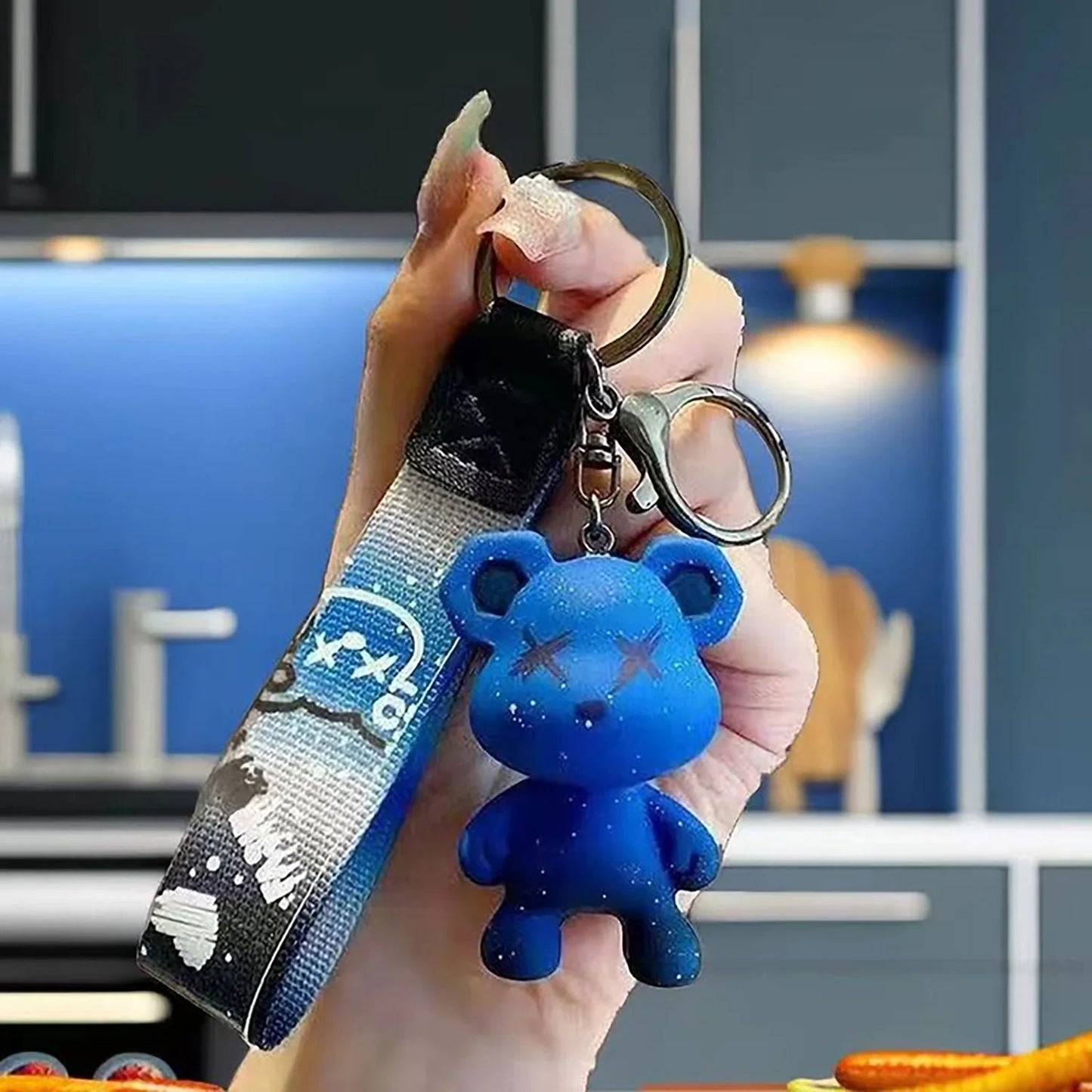 Gradient Color Little Bear Keychain PVC Material Cute Style Bag Charm Cartoon Doll Car Key Chain Gift A17