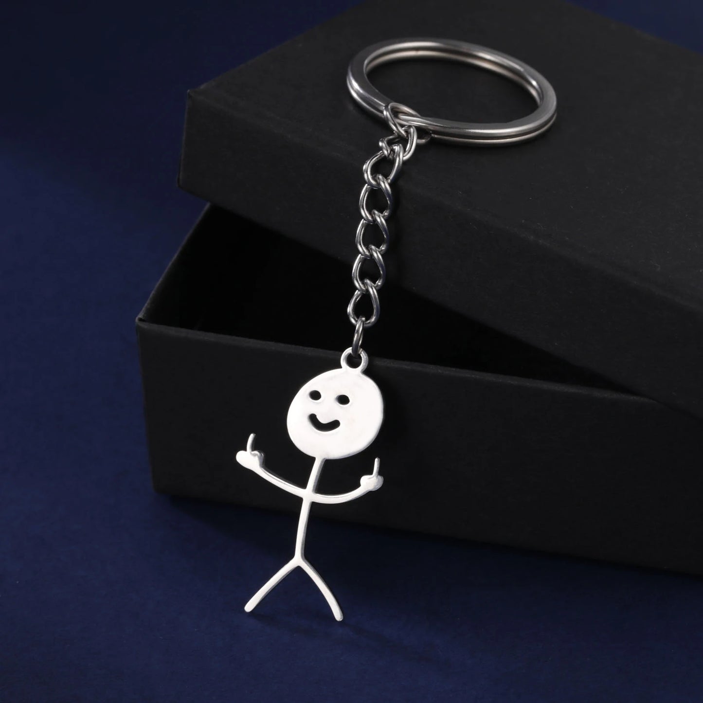 Teamer Funny Middle Finger Stickman Keychain 2026 Cute Trend School Bag Car Key Pendant Couple New Trinket Gift Keyring