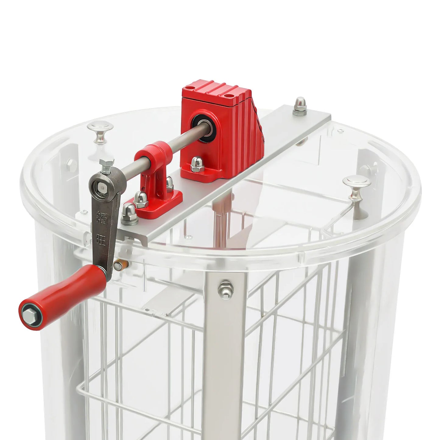 2 Frame Manual Honey Extractor, Acrylic Clear Transparent Beekeeping Tool with Enclosed Gears, Semi-Suspended Basket, Wide Honey Valve, Stable Stand, Easy Clean for Home & Small Farm Use