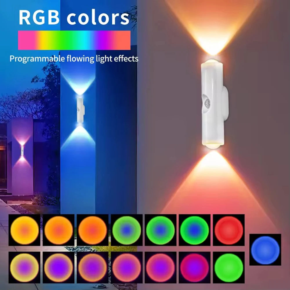 2Pcs Double-head LED Night Light Motion Sensor RGB Rechargeable Magnetic Wall Lamp Mood Ambient Light for Cabinet Hallway Stair