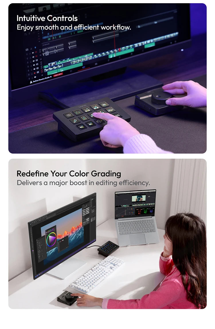 Ulanzi D100H Dial Creative Controller Video Editing Assistant for Youtube Tiktok PR PS Support Bluetooth Key Production Console